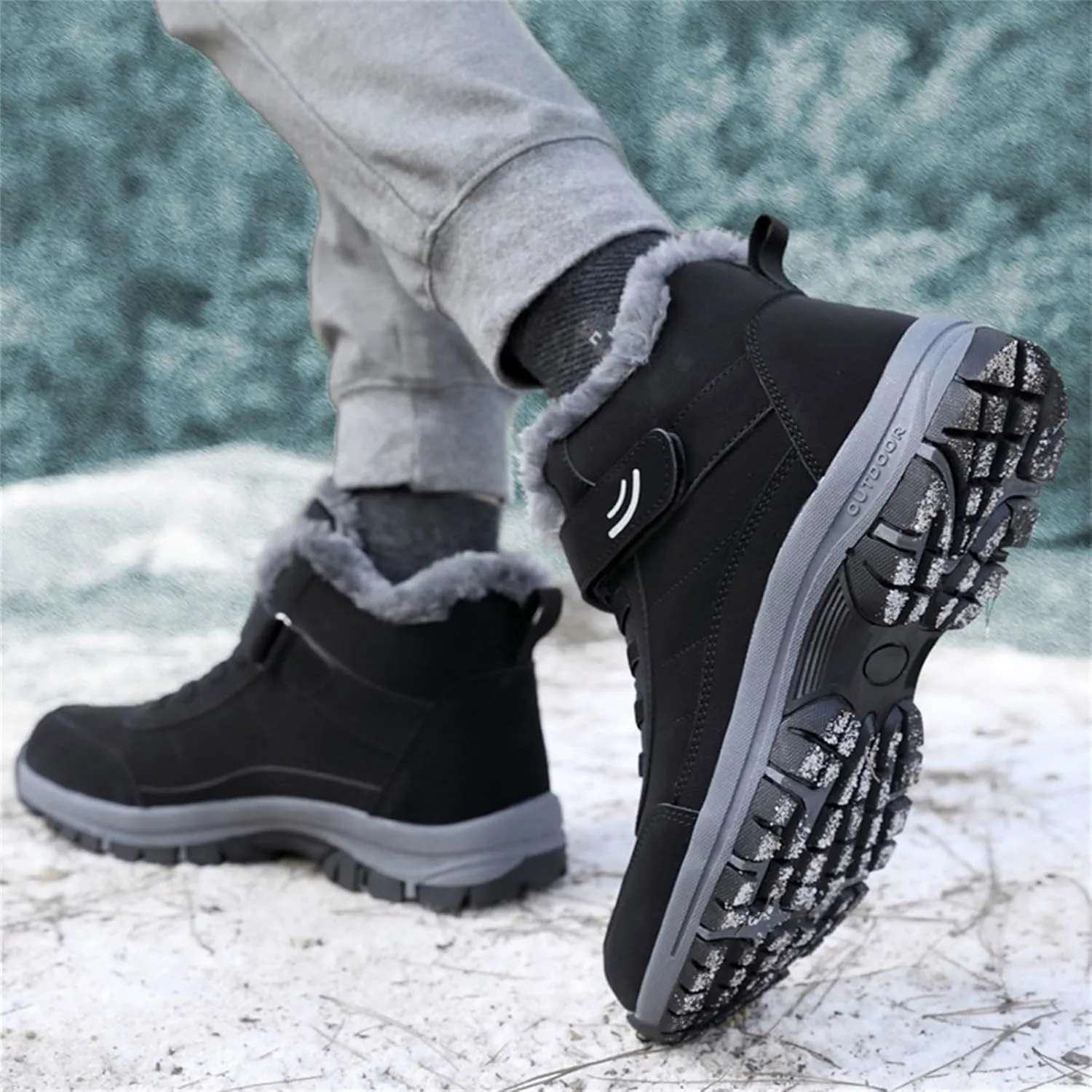 Men Work Boots Soft Toe Hiking Sneakers with Warm Fur Lining Womens Workout Shoes Slip Resistant Waterproof Outdoor Work Botas Lightweight Hike Grounded Footwear