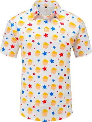Men's American Flag Polo Shirt, USA Patriotic Short Sleeve Dri-Fit Quick-Dry Golf Shirt