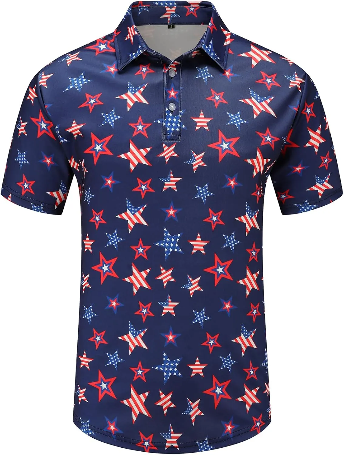 Men's American Flag Polo Shirt, USA Patriotic Short Sleeve Dri-Fit Quick-Dry Golf Shirt