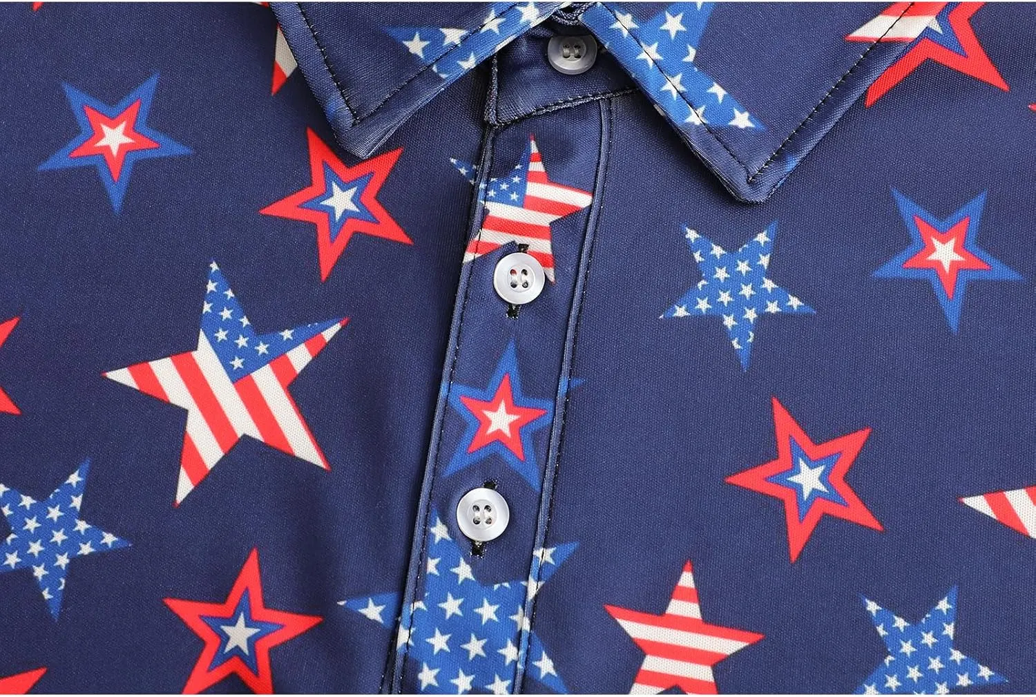 Men's American Flag Polo Shirt, USA Patriotic Short Sleeve Dri-Fit Quick-Dry Golf Shirt