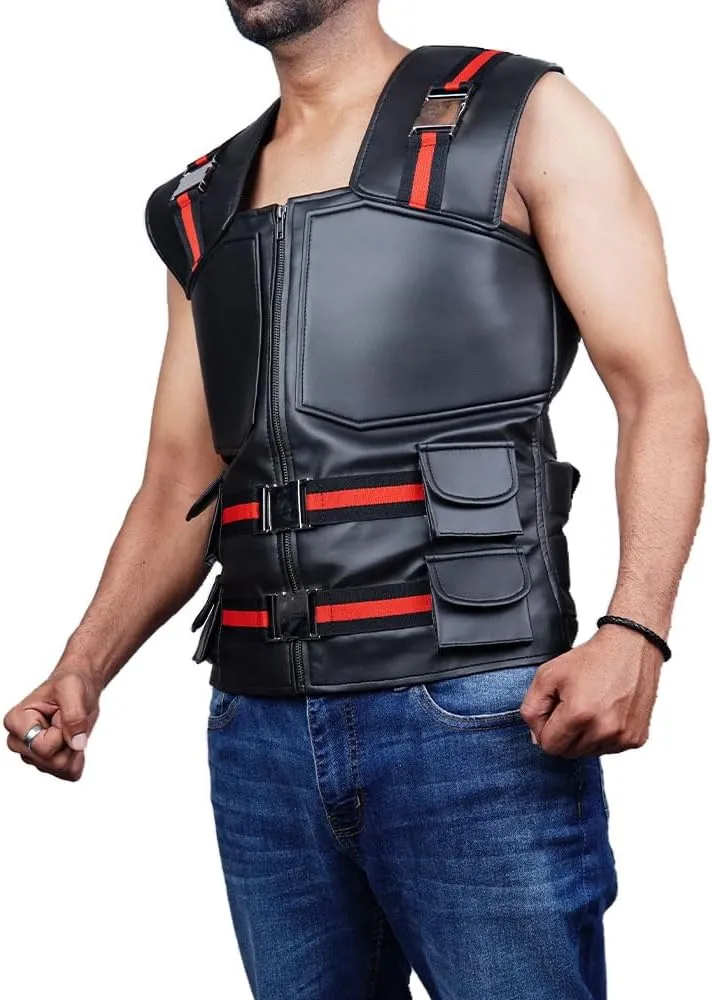 Mens Blade Trinity Stylish Wesley Snipes Cosplay Wear Costume Faux Leather Combat-Vest Halloween Costumes