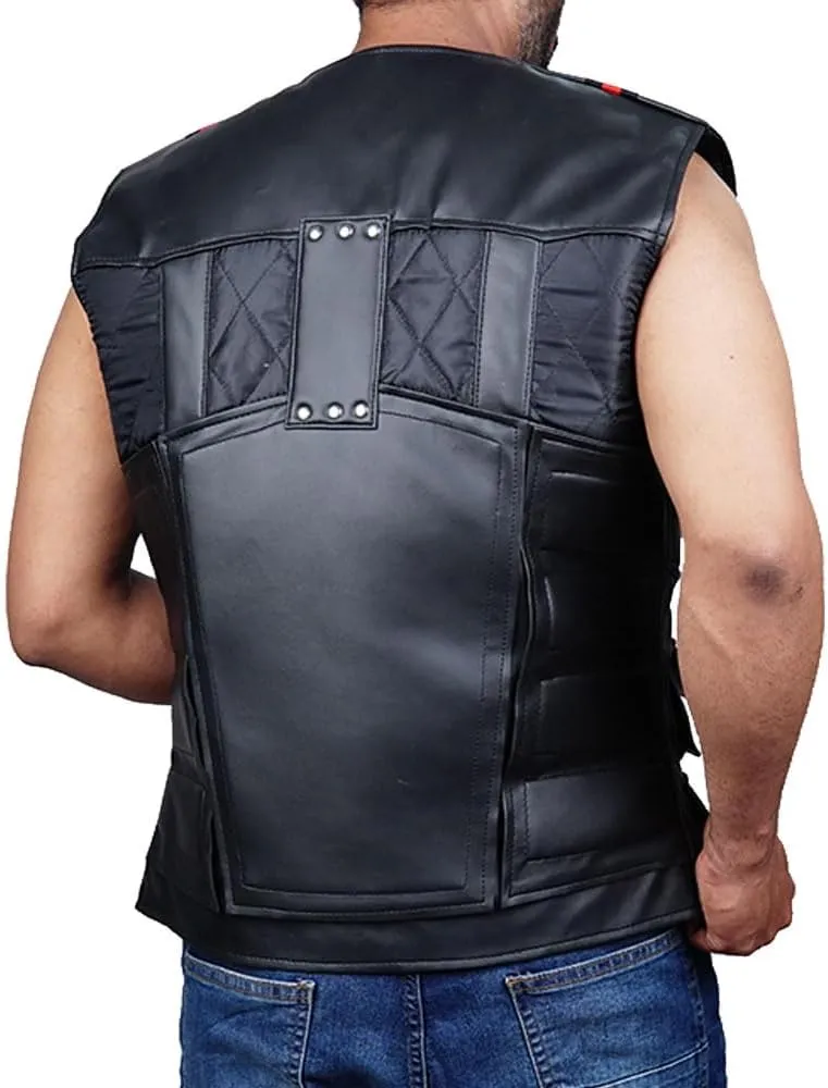 Mens Blade Trinity Stylish Wesley Snipes Cosplay Wear Costume Faux Leather Combat-Vest Halloween Costumes