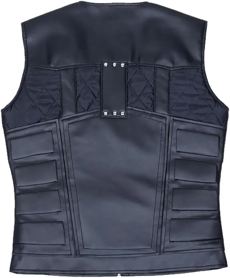 Mens Blade Trinity Stylish Wesley Snipes Cosplay Wear Costume Faux Leather Combat-Vest Halloween Costumes