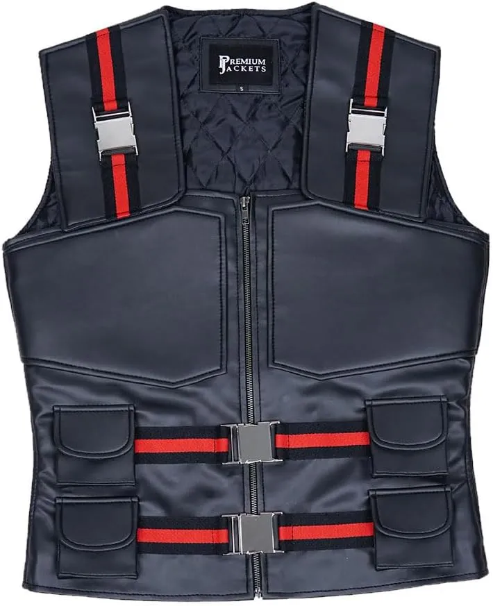 Mens Blade Trinity Stylish Wesley Snipes Cosplay Wear Costume Faux Leather Combat-Vest Halloween Costumes