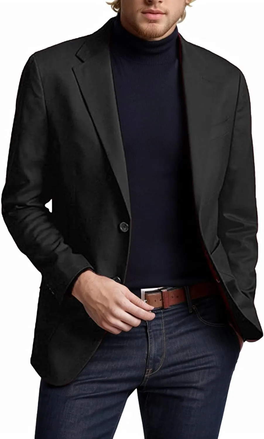 Men's Blazer Jacket Slim Fit Casual Two Button Blazer Jacket Suit Jackets Lightweight Knit Sport Coat for Men