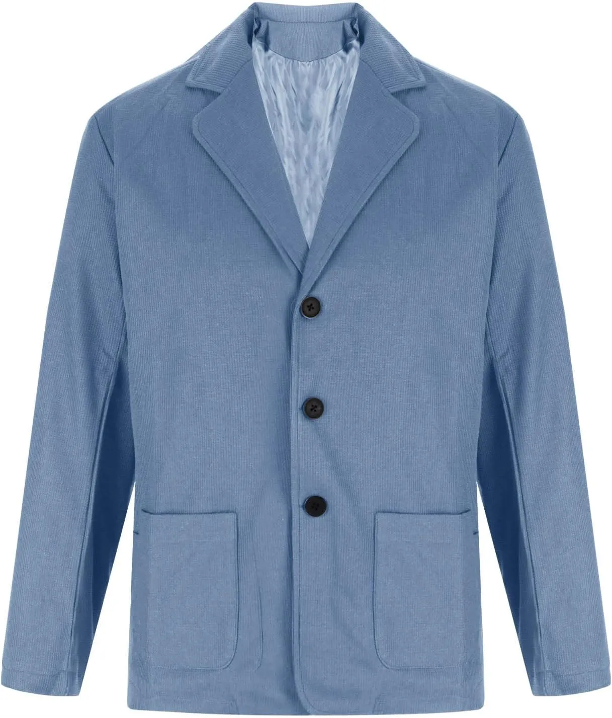 Mens Blazer Vintage Waffle Knit Jacket Formal Classic Button Down Lapel Collar Work Business Dress Suit Jacket Coat