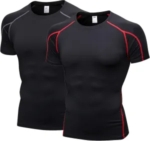 Men's Bodybuilding T - Shirt Slim Quick Dry Compression Shirt Short Sleeve Running Baselayer Top