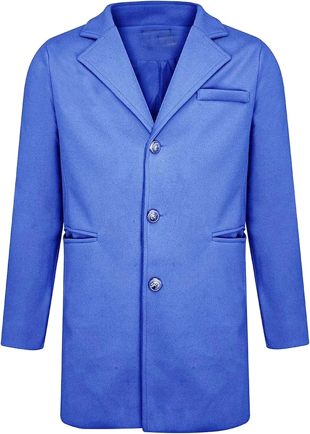 Men's Casual Color Block Trench Coat Slim Fit Notched Collar Long Jacket Overcoat Single Breasted Peacoat wih Pocket