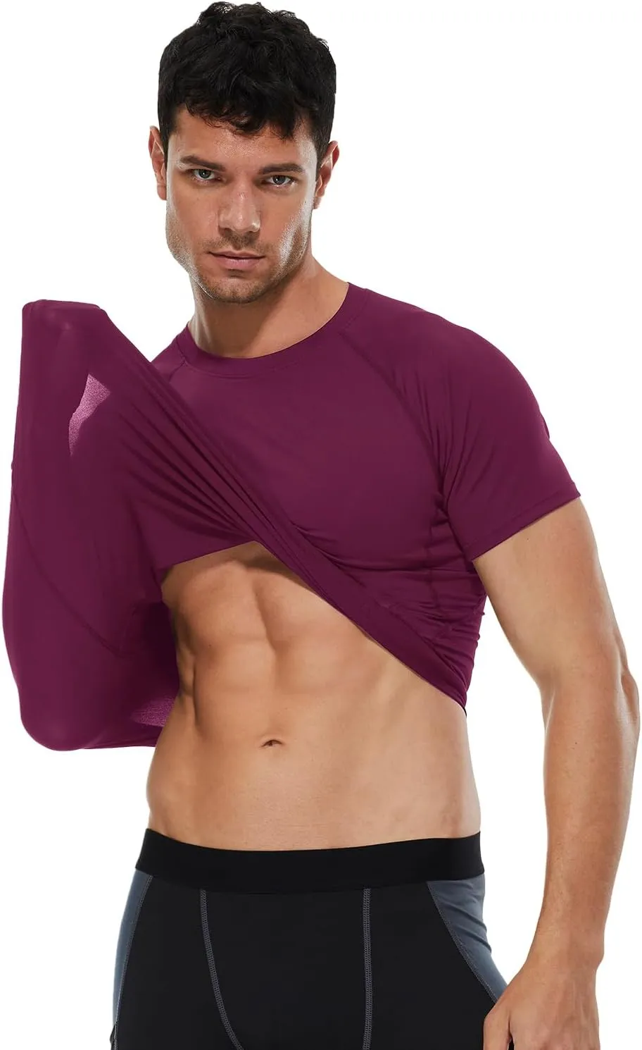 Men's Compression Shirt Short Sleeve Athletic Workout T Shirt Quick Dry Undershirts Baselayer Gym Tops