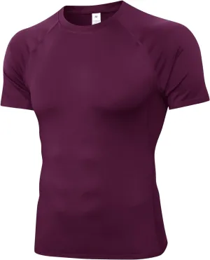 Men's Compression Shirt Short Sleeve Athletic Workout T Shirt Quick Dry Undershirts Baselayer Gym Tops