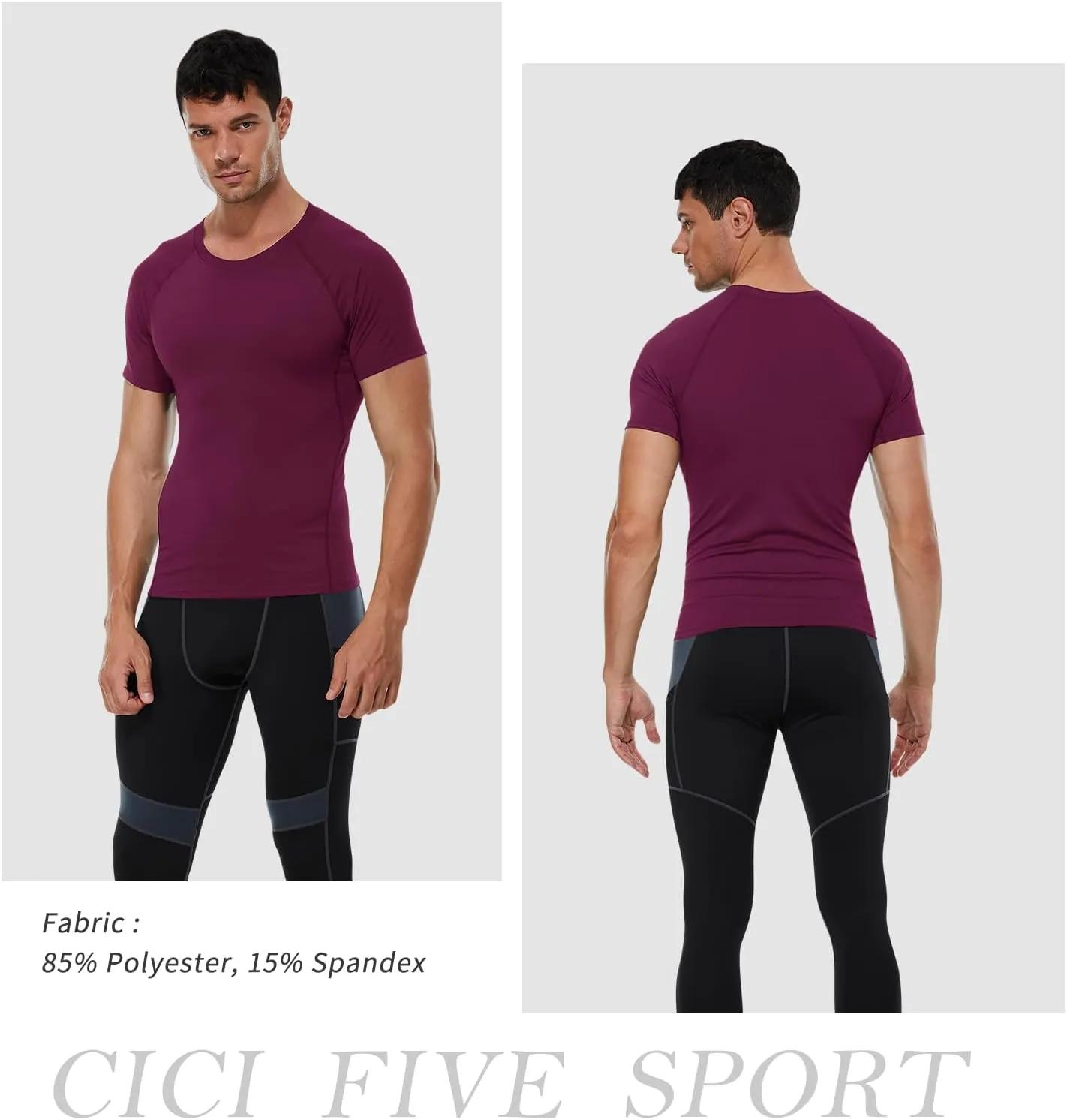 Men's Compression Shirt Short Sleeve Athletic Workout T Shirt Quick Dry Undershirts Baselayer Gym Tops