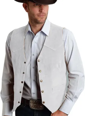 Men's Cowboy Suede Leather Vest Western Vest Cowhide Suede Waistcoat Men Vests