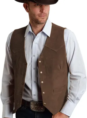 Men's Cowboy Suede Leather Vest Western Vest Cowhide Suede Waistcoat Men Vests