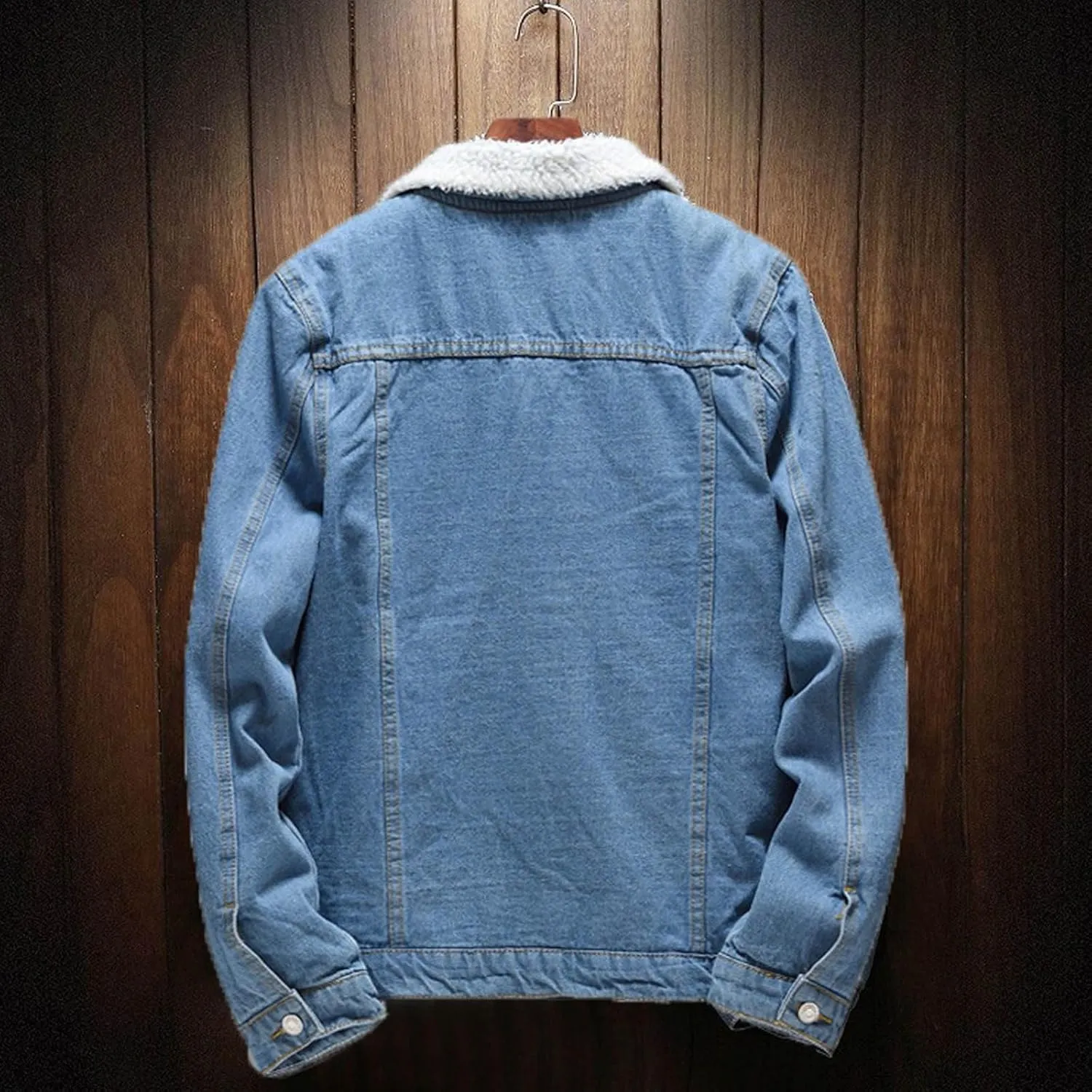 Men's Denim Jacket Sherpa Fleece Lined Jean Jackets Winter Warm Trucker Coat Lapel Cowboy Thicken Outerwear