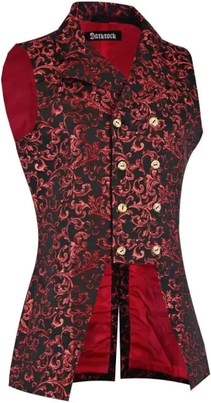 Mens Double Breasted Victorian Red GOVERNOR Vest Waistcoat VTG Brocade Gothic Steampunk/USA