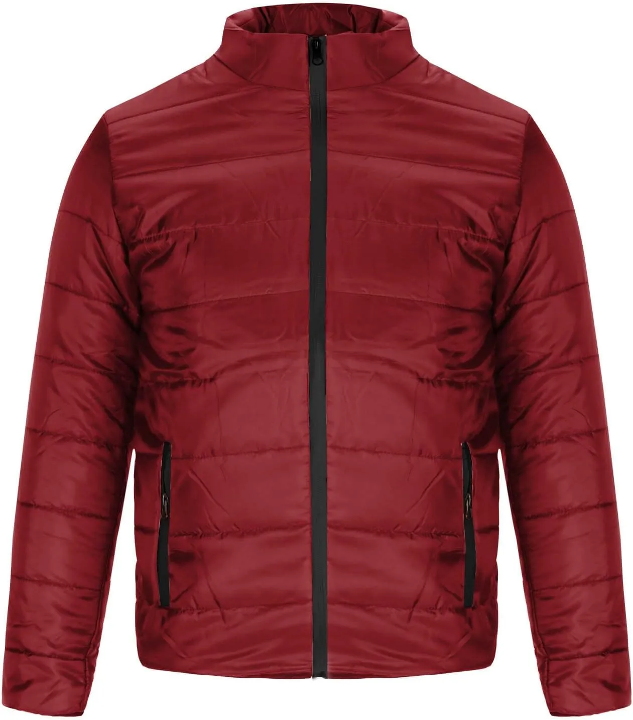 Mens Down Winter Coats Warm Puffer Jacket Stand Collar Cotton Padded Waterproof Outerwear with Zipper Pockets
