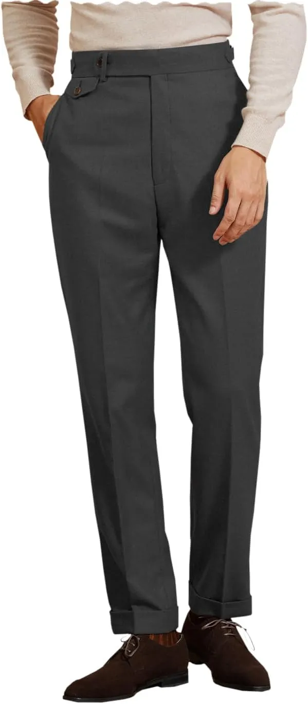 Men's Dress Pants Pleated Front Casual Hidden Expandable Waist Dress Suit Pants