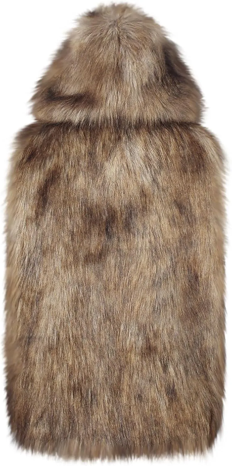 Mens Faux Fur Sleeveless Vest Cute Winter Jacket Fuzzy Sleeveless Jacket Warm Fleece Vest Fleece Open Front Cardigan