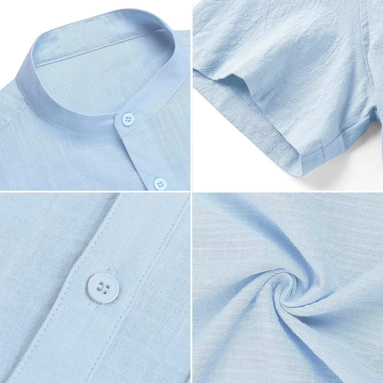 Men's Henley Shirt Summer Causal Shot Sleeve Hippie Beach T Shirt Band Collar Lightweight Yoga Tee Tops