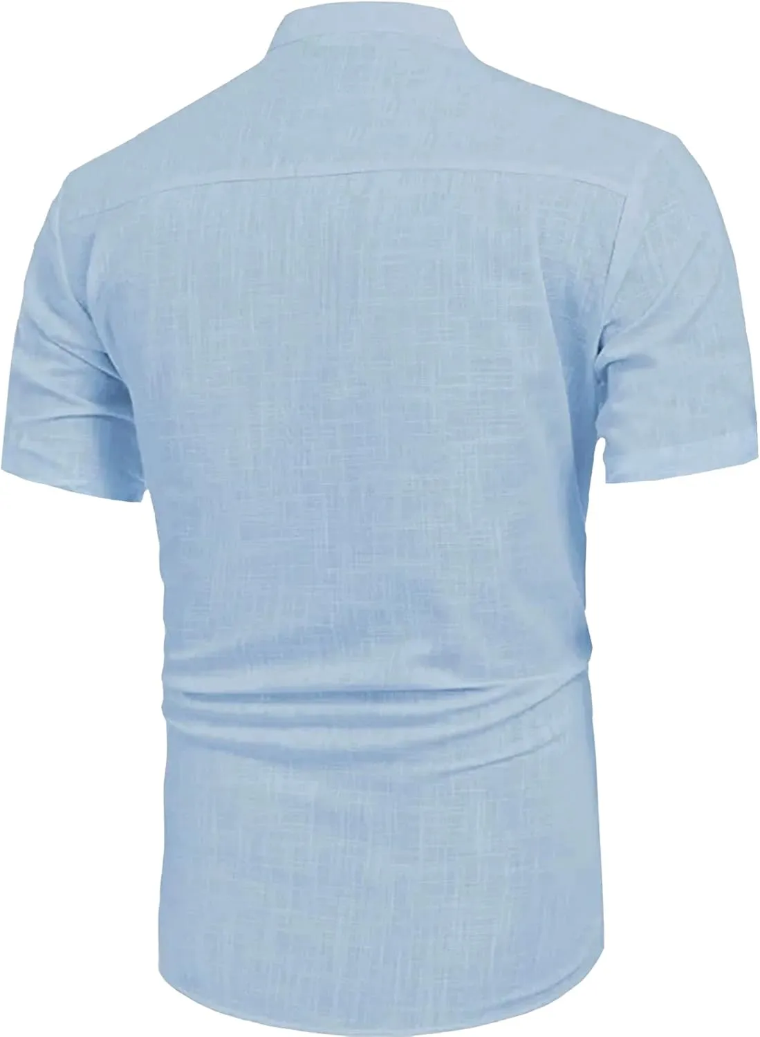 Men's Henley Shirt Summer Causal Shot Sleeve Hippie Beach T Shirt Band Collar Lightweight Yoga Tee Tops