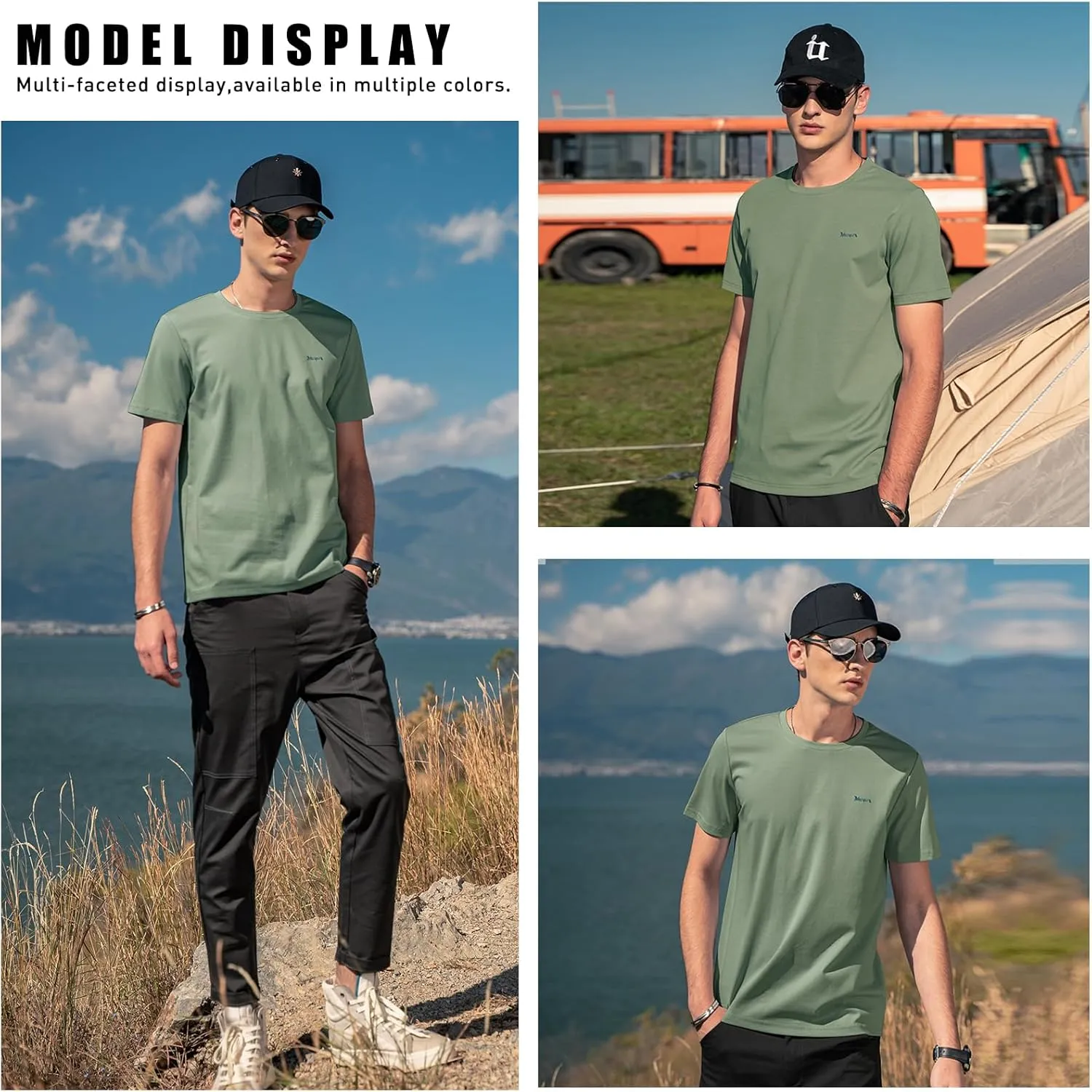 Men's Ice Silk T-Shirt,Quick Drying Breathable Top, Ice Silk Smooth Sports Shirt