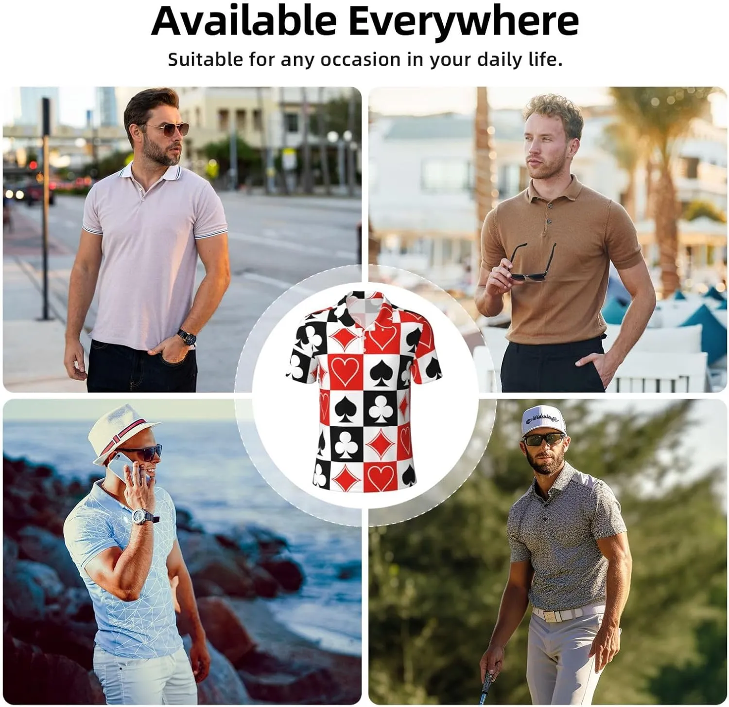 Men's Regular-Fit Quick-Dry Golf Polo Shirt, Midweight Men's Shirt, Sizes S-4XL