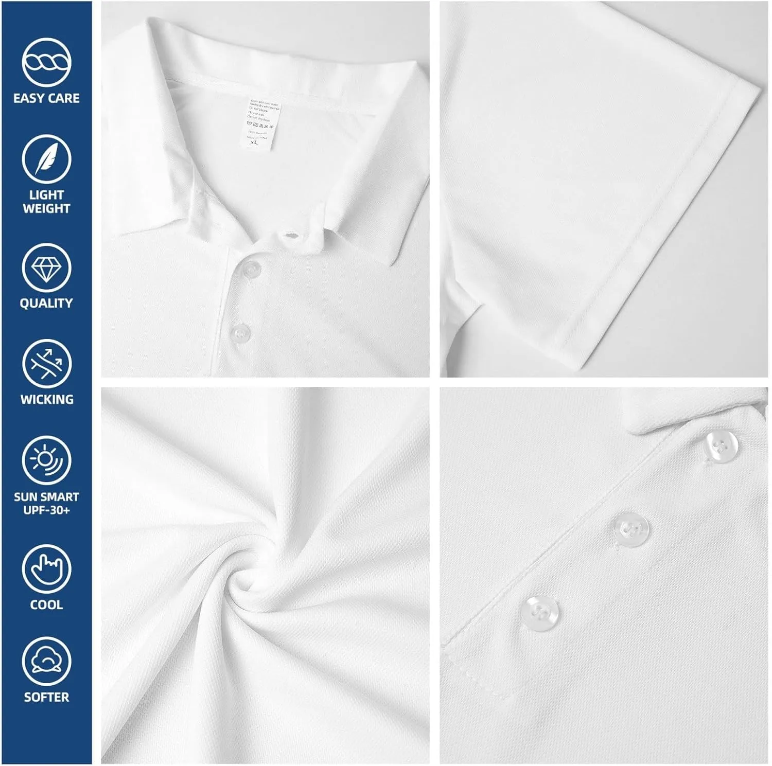 Men's Regular-Fit Quick-Dry Golf Polo Shirt, Midweight Men's Shirt, Sizes S-4XL