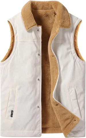 Mens Sherpa Winter Vest,Men'S Fleece Vest,Button Vest For Men Outerwear,Mens Canvas Vest