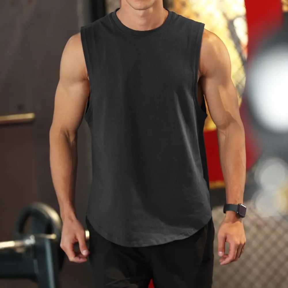 Men's Sleeveless Sports T-Shirt Quick Dry Cotton Muscle Shirt Casual Sports Tank top