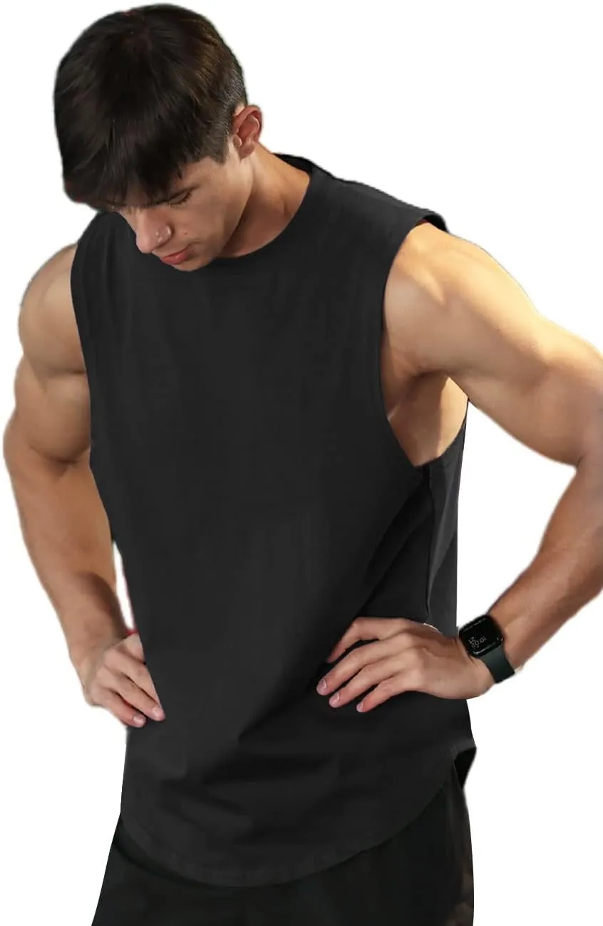 Men's Sleeveless Sports T-Shirt Quick Dry Cotton Muscle Shirt Casual Sports Tank top