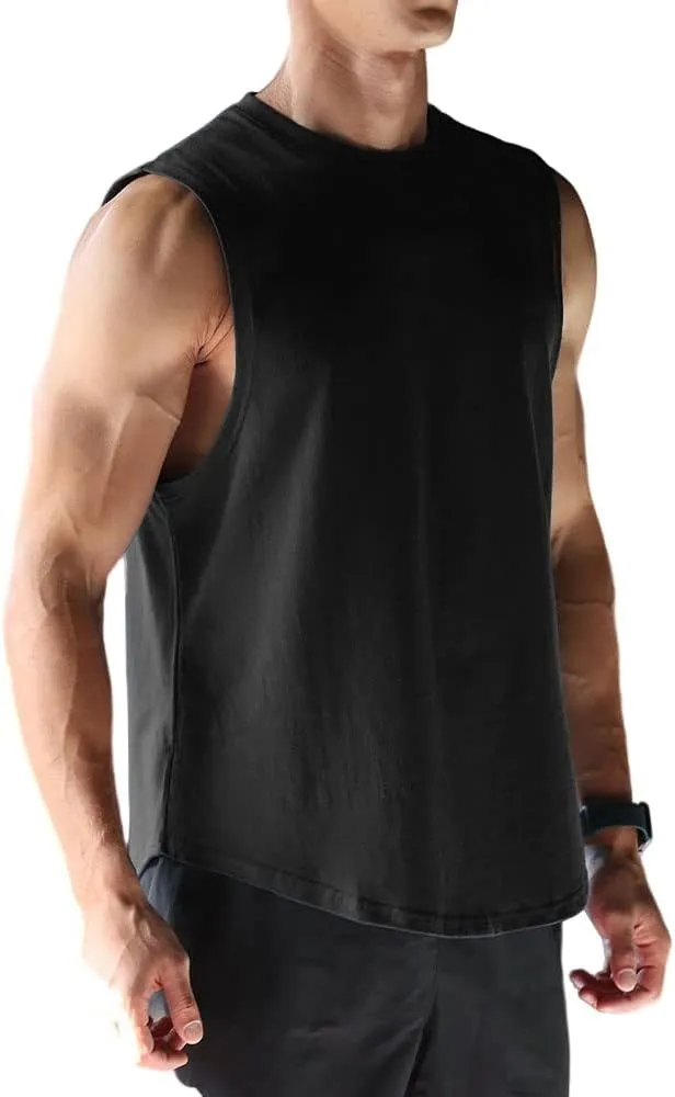 Men's Sleeveless Sports T-Shirt Quick Dry Cotton Muscle Shirt Casual Sports Tank top