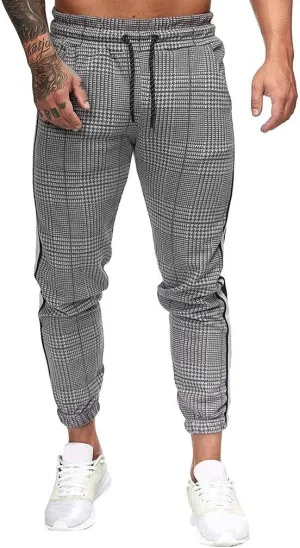 Mens Slim Fit Jogger Pants Tapered Workout Running Track Pants Drawstring Striped Chinos Comfort Flat Front Golf Work Trousers Athletic Sweatpants for Jogging Hiking Exercise Gym Workout