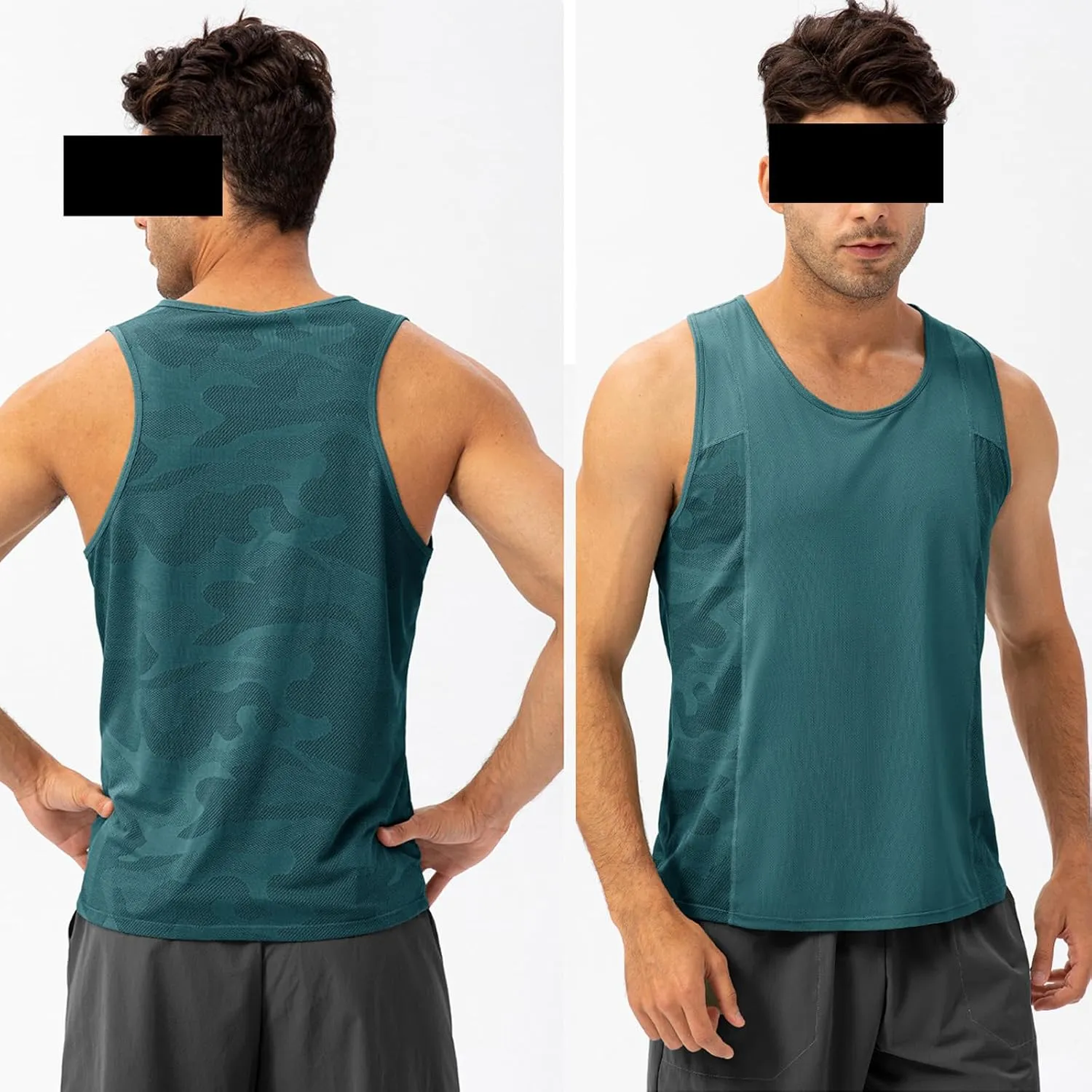 Men's Solid Color Gym Vest Sleeveless Round Neck Quick Dry Training Gym Shirt T-Shirt