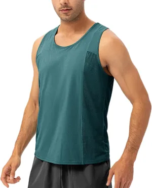 Men's Solid Color Gym Vest Sleeveless Round Neck Quick Dry Training Gym Shirt T-Shirt