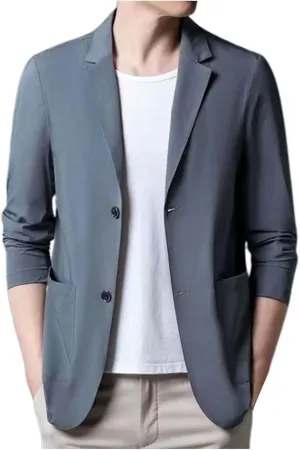 Mens Sports Coat And Summer Casual Short Sleeved Lapel Thin Suit Tops Ultra Thin Breathable Jacket Mens Dress Suit