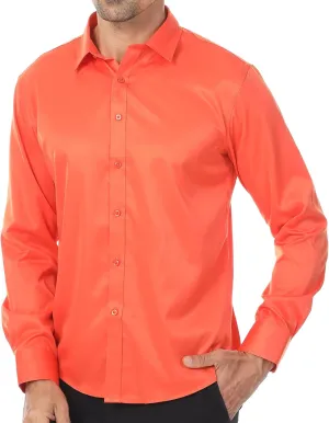 Mens Stretch Button Down Shirt Regular Fit Casual and Business Wrinkle-Resistant Dress Shirts for Men
