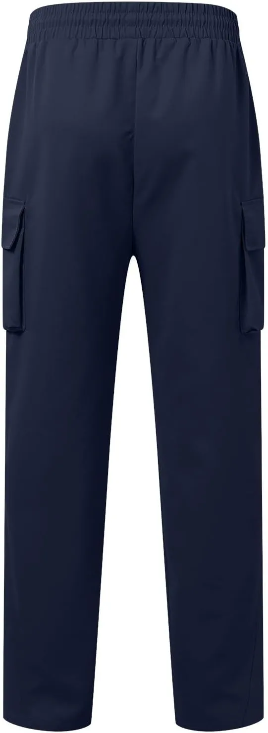 Mens Stretch Work Trousers Working Tactical Linen Elastic Waist Skinny Bike Athletic Basketball Leather Cargo Joggers