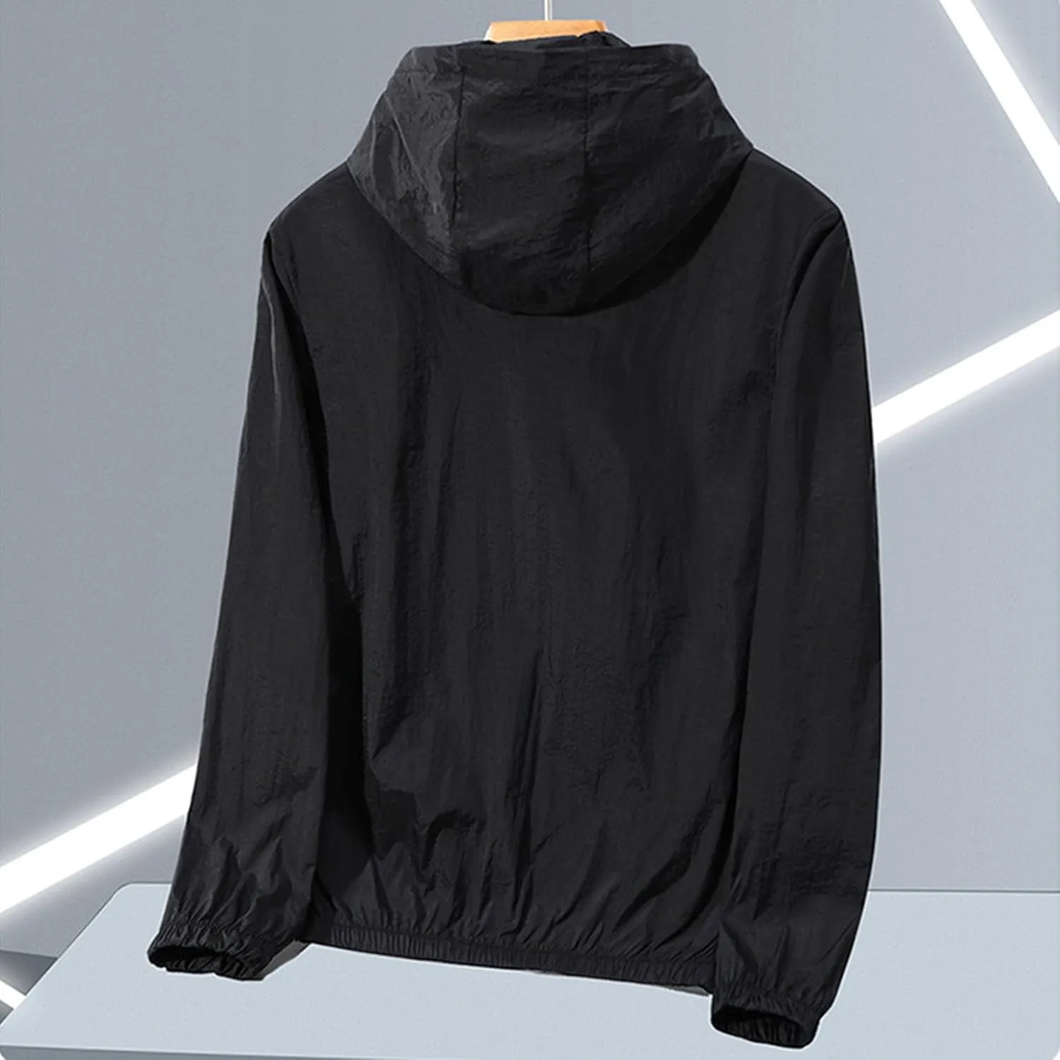 Mens Summer Jackets Plus Size Fashion Thin Sun Protection Hooded Sweatshirt Loose Comfy Pocket Sport Hoodies Coat