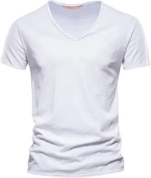 Mens T-Shirts Casual Plain V Neck Short Sleeve Shirts Classic Fit Cotton Undershirts Moisture Wicking Tees for Gym Workout