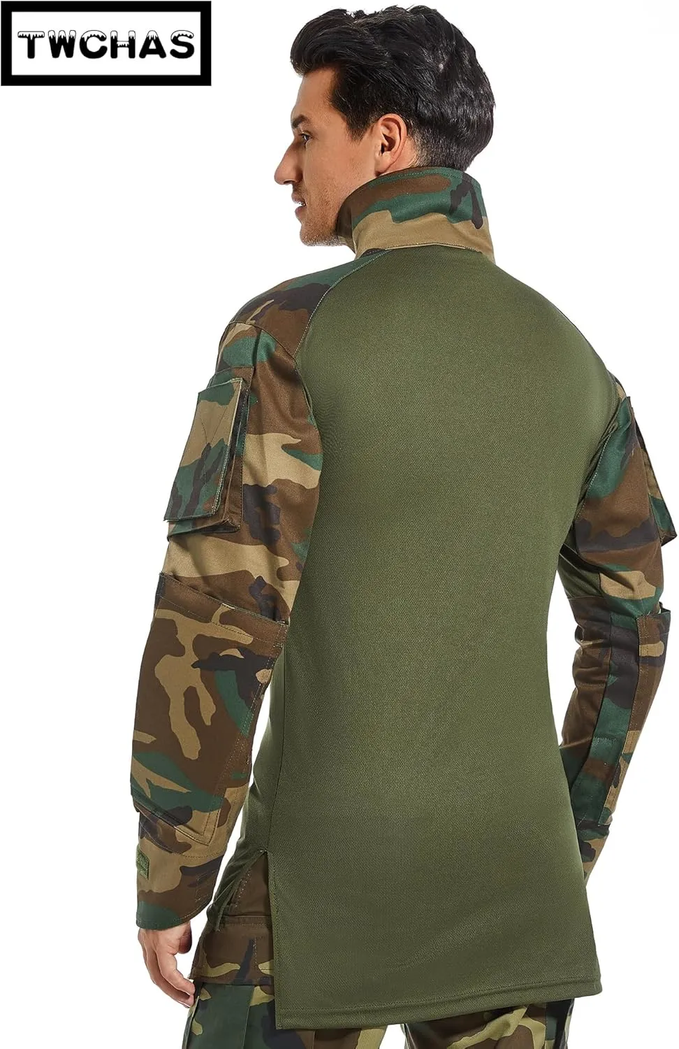 Mens Tactical Military Shirt 1/4 Zip Long Sleeve Slim Fit Military Combat Shirt with Pockets