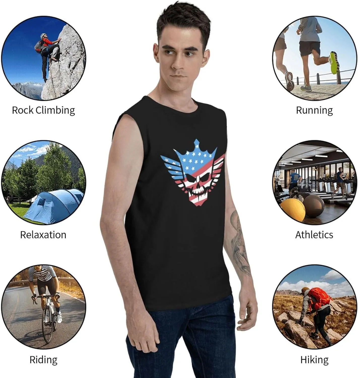 Men's Tank Top T-Shirt Graphic Quick Dry Vest Sleeveless T-Shirt for Men's