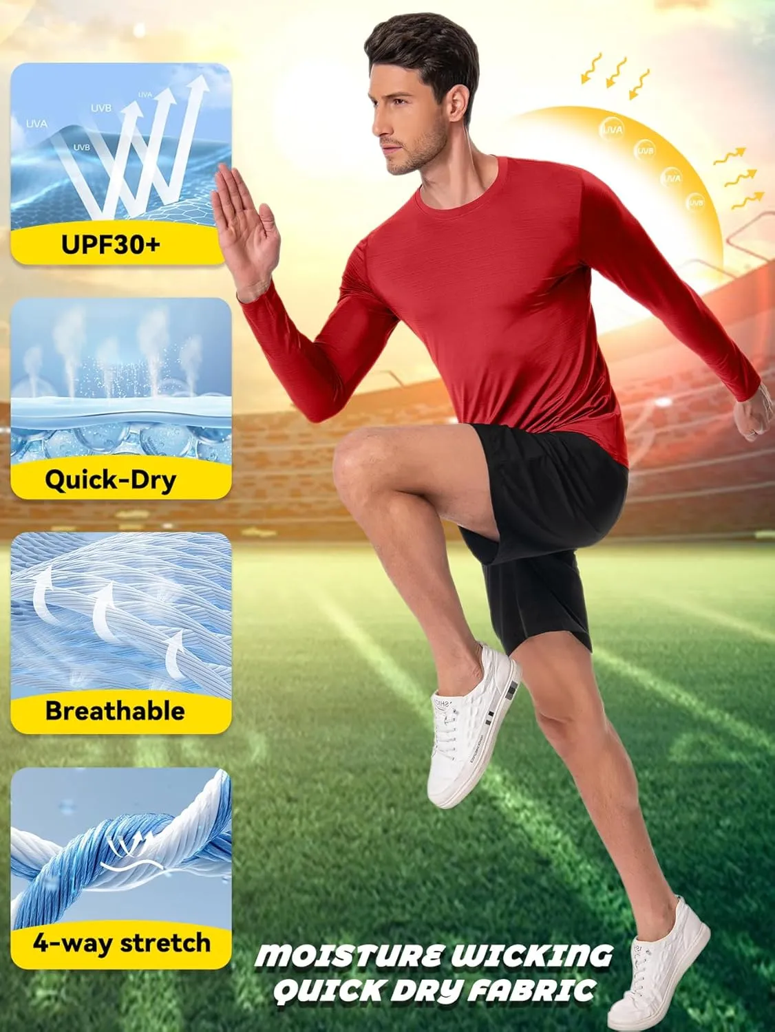 Men's UPF 30  Shirts Long Sleeve T-Shirt Runing Sun Shirt Moisture Wicking Top