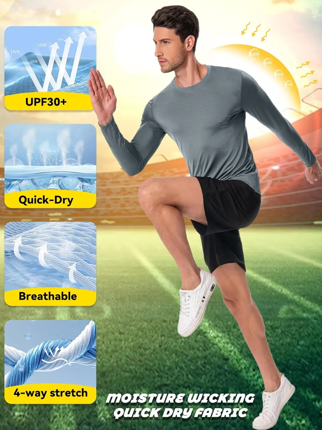 Men's UPF 30  Shirts Long Sleeve T-Shirt Runing Sun Shirt Moisture Wicking Top