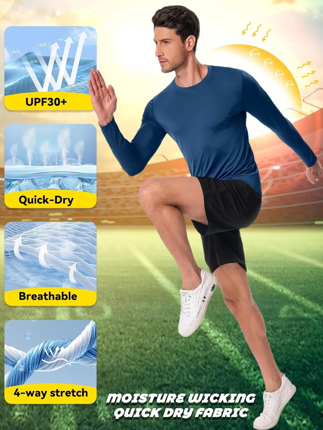 Men's UPF 30  Shirts Long Sleeve T-Shirt Runing Sun Shirt Moisture Wicking Top