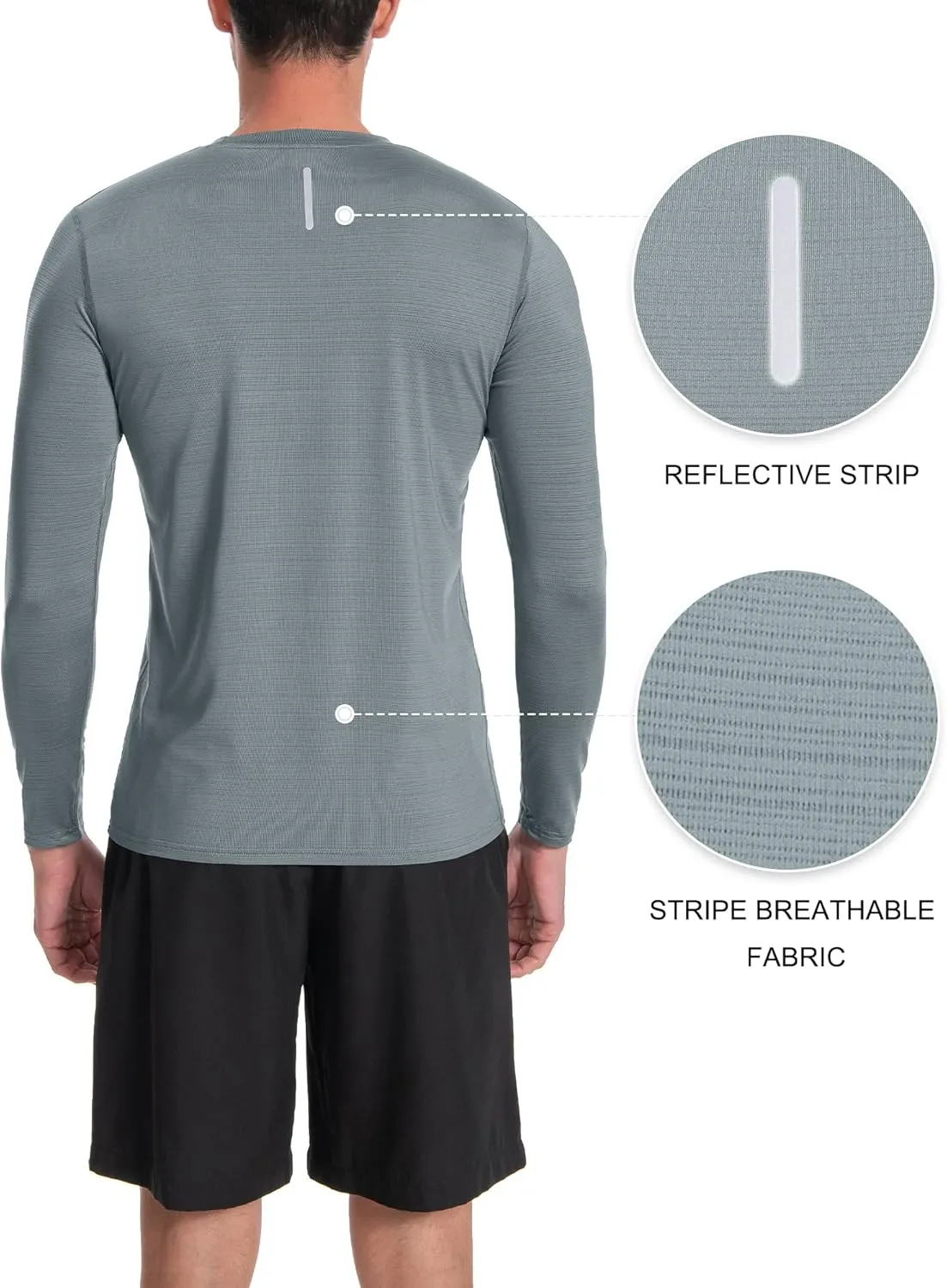 Men's UPF 30  Shirts Long Sleeve T-Shirt Runing Sun Shirt Moisture Wicking Top