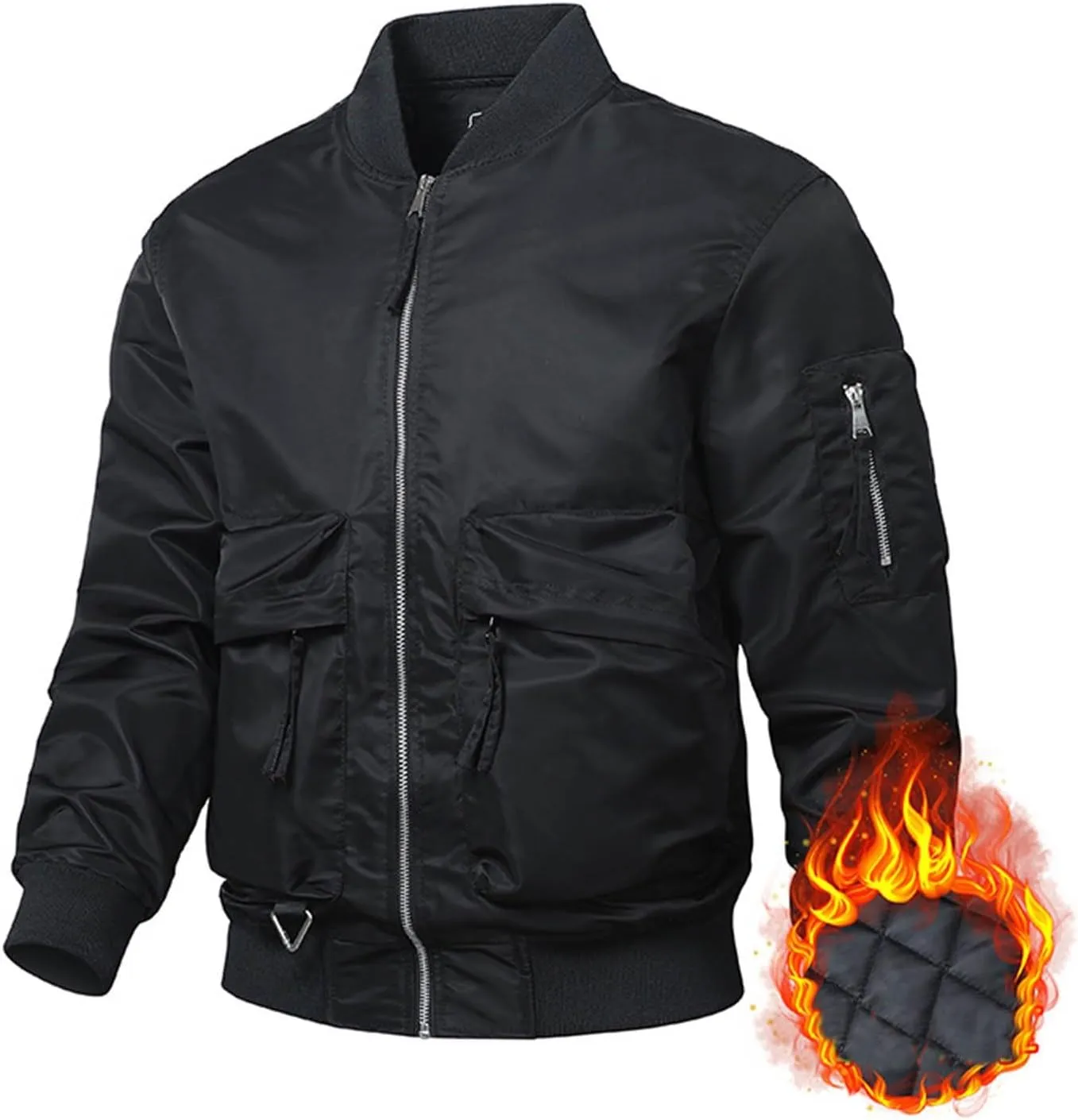 Mens Winter Coats Padded Bomber Jackets Warm Down Parkas Trendy Zip Up Jacket Thermal Cotton Overcoats with Pockets