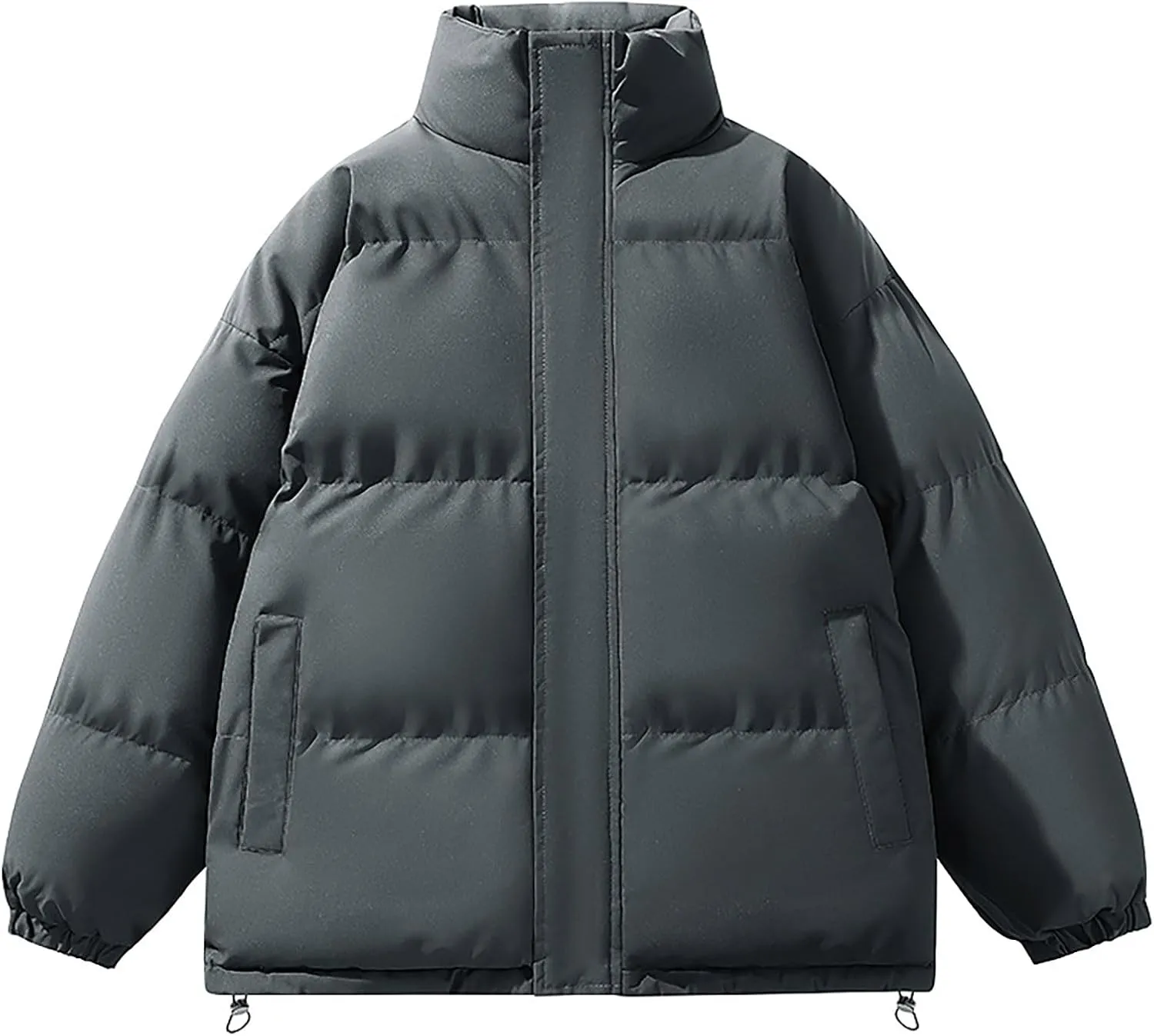 Men's Winter Warm Down Coats Stand Collar Puffer Jacket Cotton Padded Waterproof Outerwear with Pockets