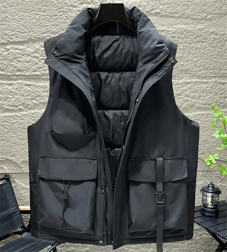 Men's Winter Warm Vest Cotton Padded Sleeveless Jackets Male Thick Loose Coat