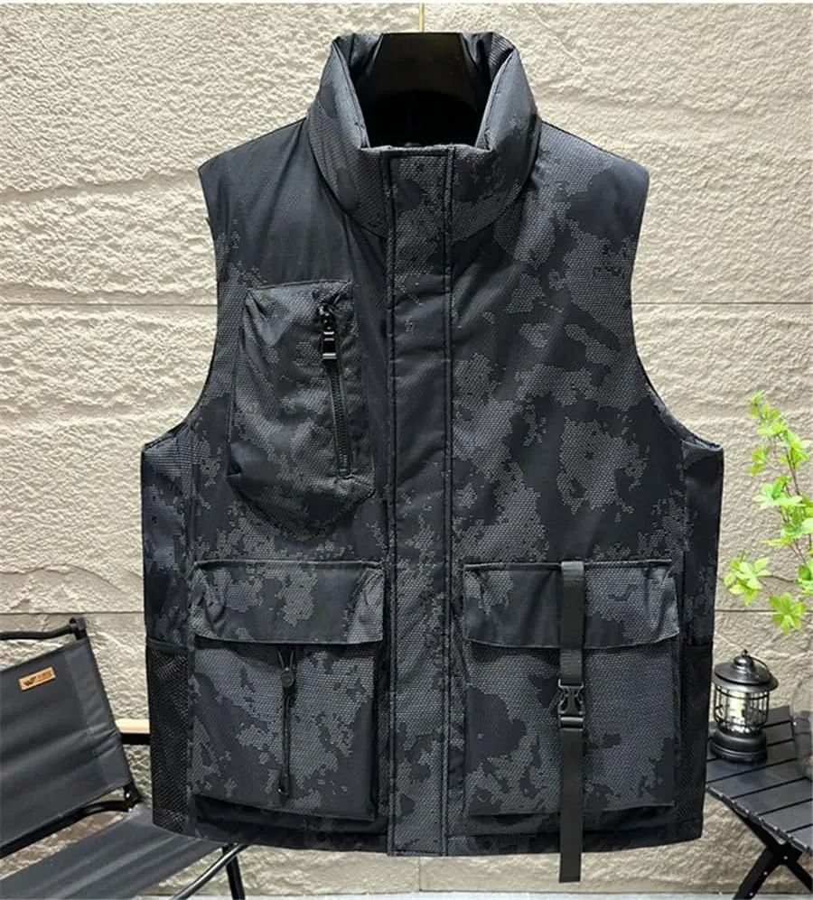 Men's Winter Warm Vest Cotton Padded Sleeveless Jackets Male Thick Loose Coat