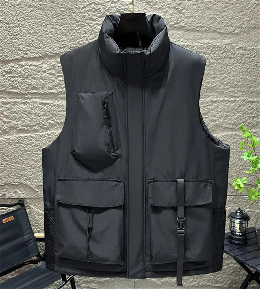 Men's Winter Warm Vest Cotton Padded Sleeveless Jackets Male Thick Loose Coat